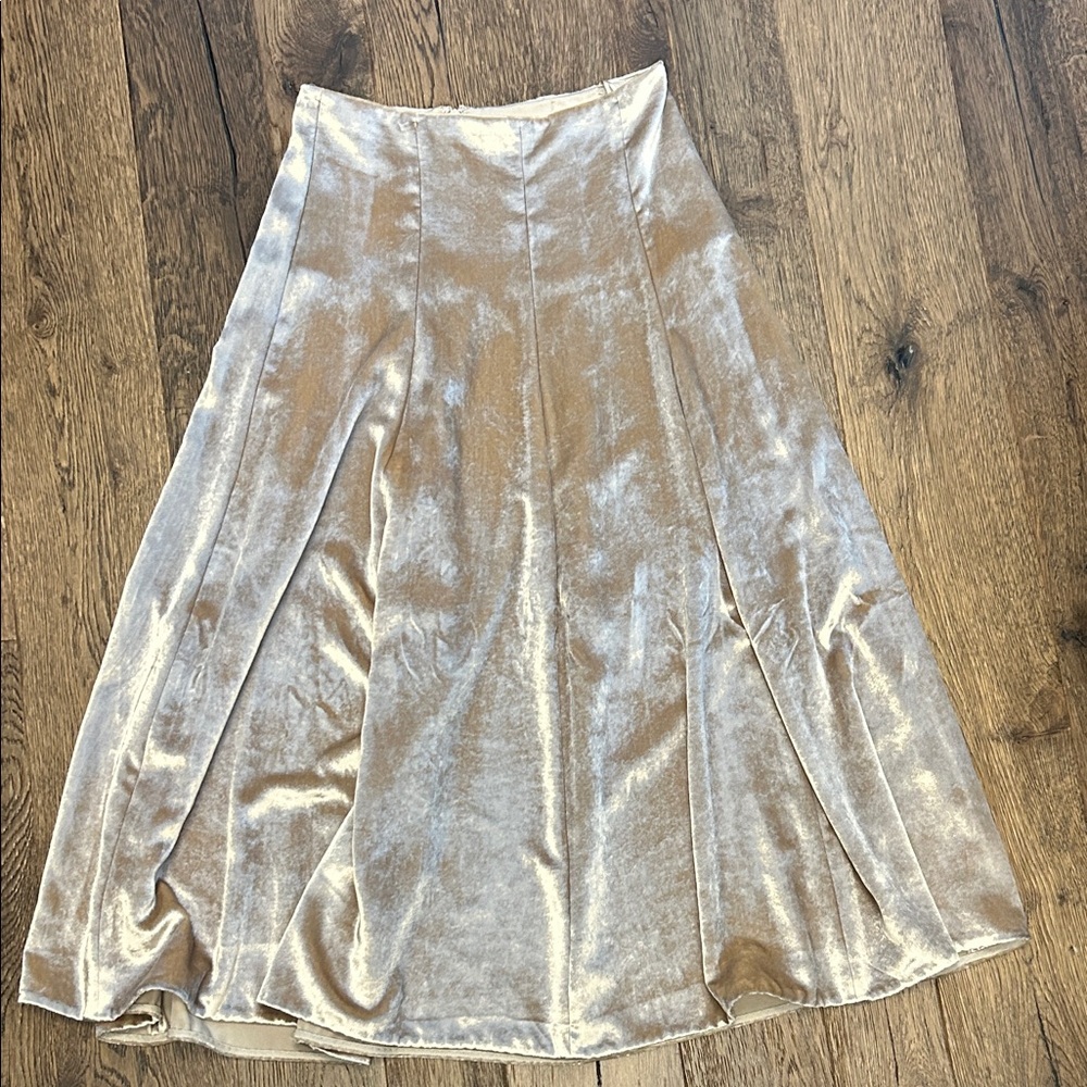Vince Velvet A-Line Skirt in Shimmering Gold